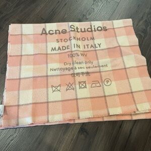 Acne Studios Peach and Cream Checkered Scarf